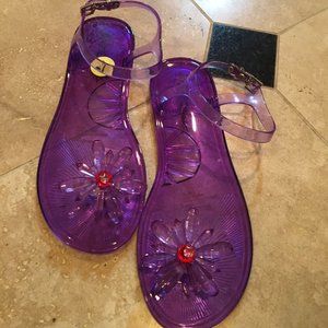 NEW - Betsey Johnson Bejeweled Purple Jellies